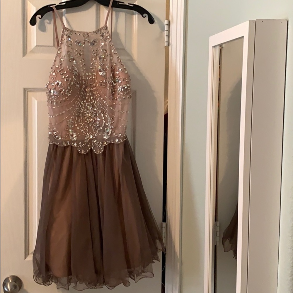 Tan and brown homecoming dress